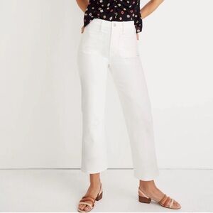 Madewell White Denim Jeans Front Pocket Slim Wide Leg Crop 24